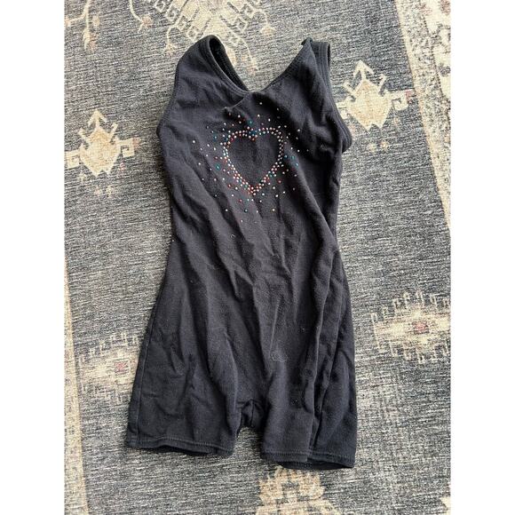 used GIRLS FREESTYLE DANSKIN BLACK LEOTARD BODYSUIT SIZE 4 5 - Picture 1 of 4